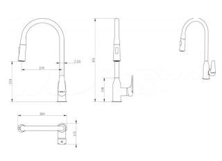 Смеситель для кухни Haiba HB73816-7 с выдвижной лейкой чёрный матовый